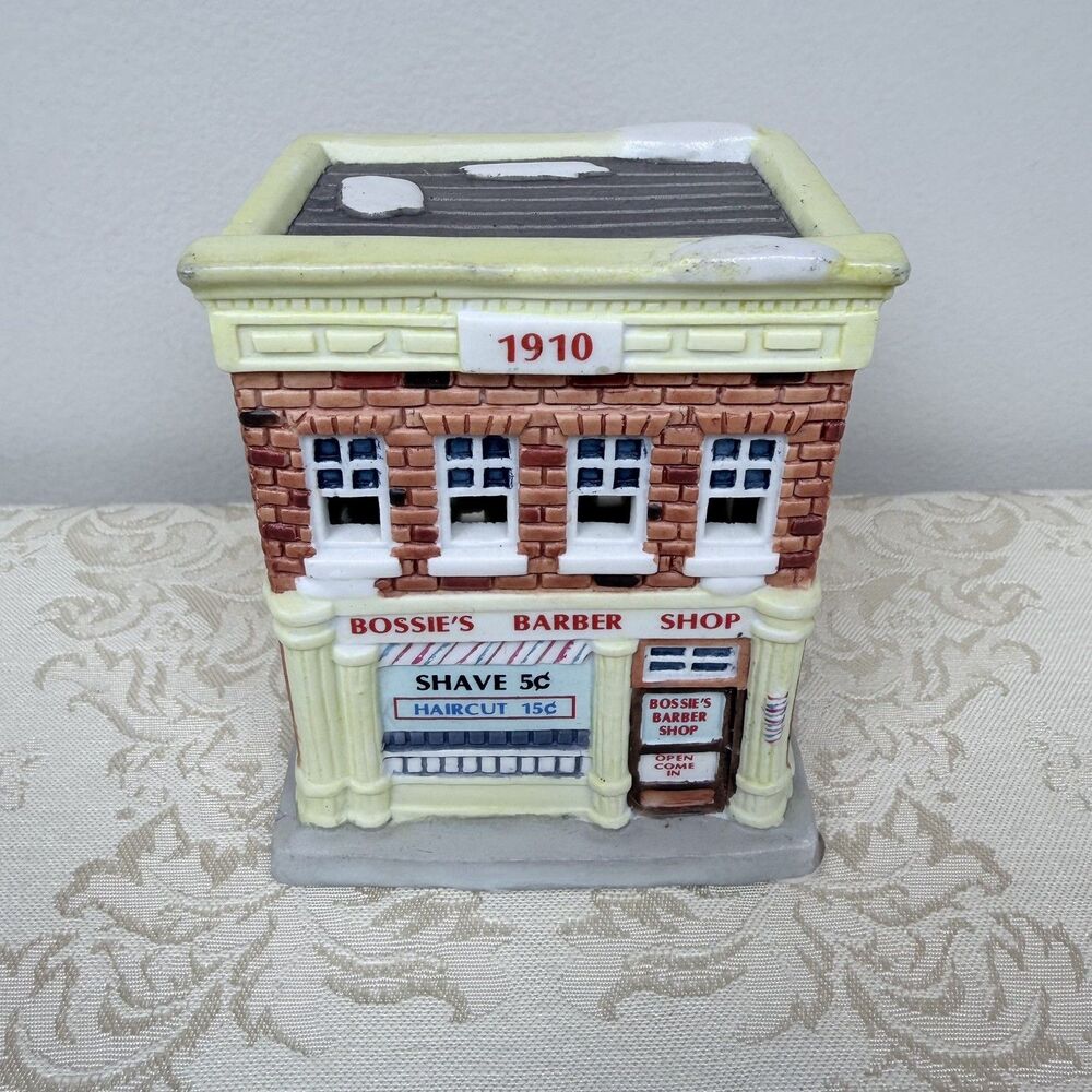 Vintage Home Town America Collection Bossie’s Barber Shop Christmas Village 1993